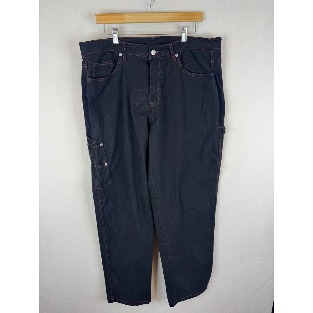 YoungLA 611 Carpenter Pants Black Red Contrast Stitching Mens 36L 36X34 YLA2635
